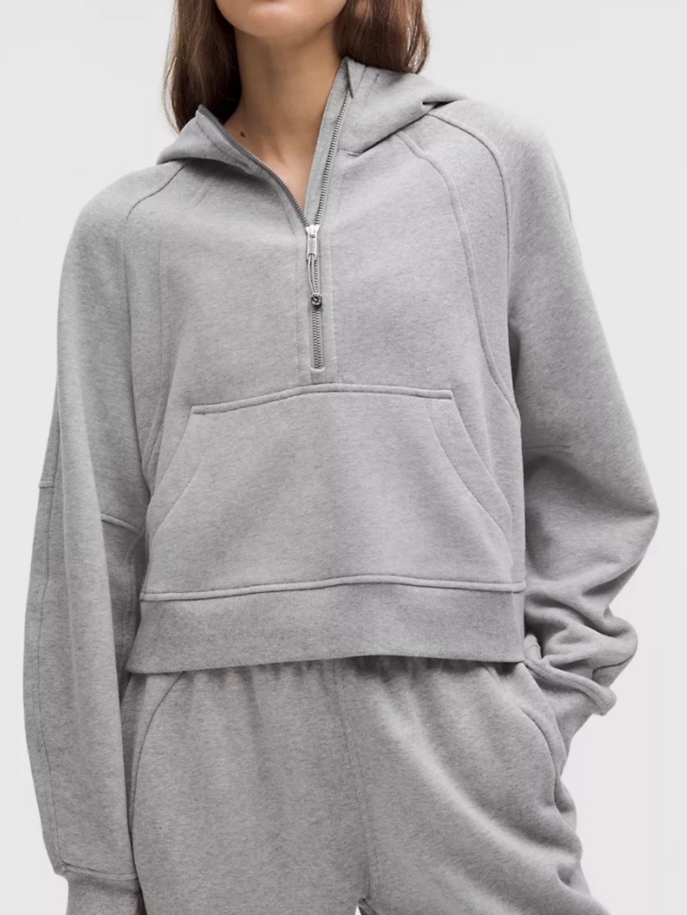 lululemon athletica Heather Gray Quarter-Zip Hooded Pullover
